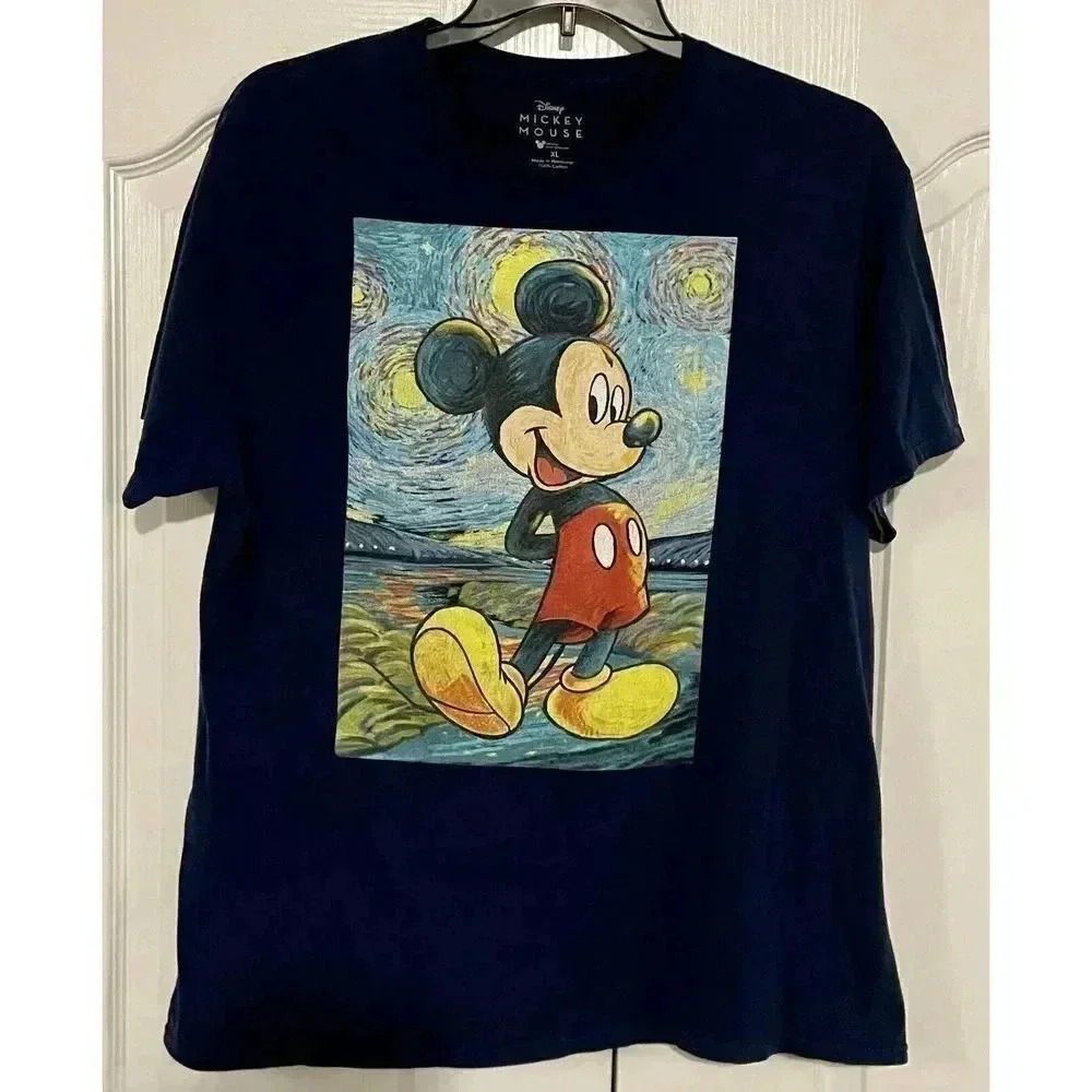 Disney Mickey Mouse Mens' Van Gogh Starry Night Sketch Design Size XL T-Shirt